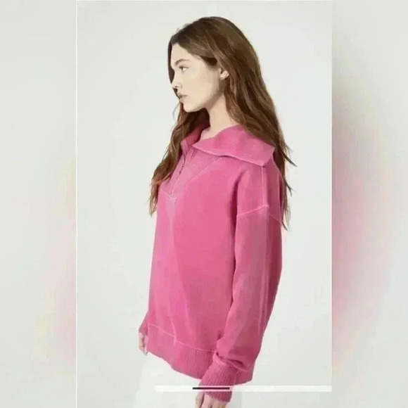 Forever 21 dusty pink 3/4 zip front pullover retro sweat shirt size medium - Picture 2 of 4